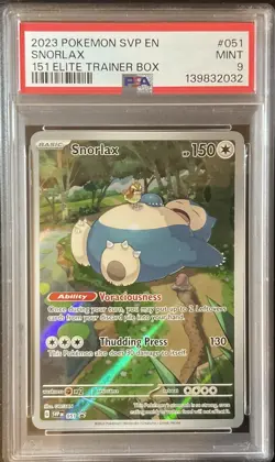 Pokemon Card- 2023 SVP EN-SV Black Star Promo Snorlax #51 PSA 9 Mint - Image 1