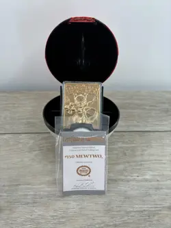 Pokemon 1999 23k Gold Plated Mewtwo Trading Card Ball Burger King Promo COA 150 - Image 1