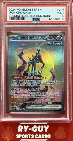 2024 POKEMON TEMPORAL FORCES SPECIAL ILLUSTRATION RARE IRON CROWN EX #206 PSA 9 - Image 1