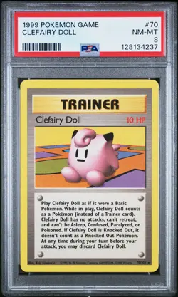 1999 POKEMON BASE SET UNLIMITED #70 CLEFAIRY DOLL PSA 8 - Image 1