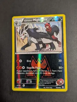 Team Magma's Mightyena 19/34 2015 Double Crisis Pokemon Card Reverse Holo - MP - Image 1