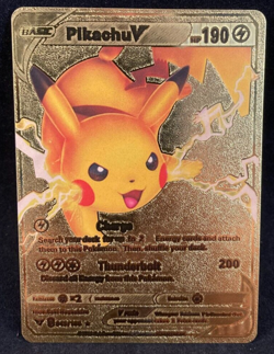 Pokemon - Pikachu V - Charge - Gold Foil - Fan Art - Card #043/185 - Image 1