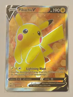 Pikachu V Full Art 157/172 Brilliant Stars Holo Pokemon TCG & Bonus Card - Image 2