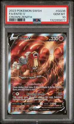 Pokemon TCG SWSH Crown Zenith Entei V #GG36 Full Art Holo Card PSA 10 GEM MINT - Image 2
