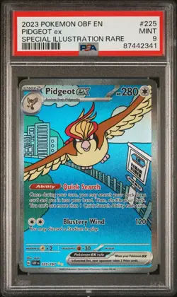 2023 Pokemon Obsidian Flames Pidgeot EX Illustration 225/197 PSA 9 - Image 1