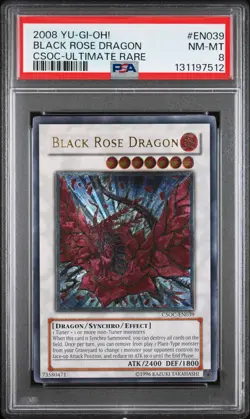 2008 YU-GI-OH! CSOC-CROSSROADS OF CHAOS ULTIMATE RARE BLACK ROSE DRAGON PSA 8 - Image 1