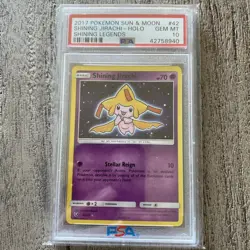 2017 Pokemon Sun & Moon Shining Legends Jirachi Holo Card #42 PSA 10 - Image 1