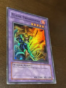 Yu-Gi-Oh! Flame Swordsman LOB-003 Warrior Fusion 1996 Holo English Card - Image 1