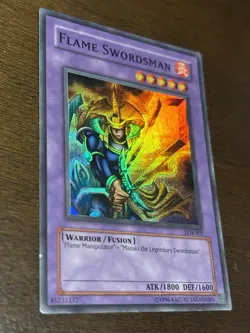 Yu-Gi-Oh! Flame Swordsman LOB-003 Warrior Fusion 1996 Holo English Card - Image 3