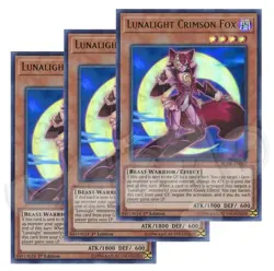 Yugioh Lunalight Crimson Fox x 3 - 1st Edition Ultra Rare NM - Free Holo Card - Image 1