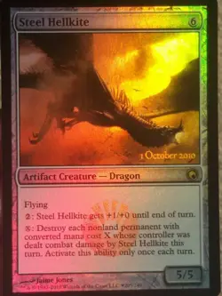 1x FOIL STEEL HELLKITE - Dragon - Mirrodin Promo - MTG - Magic the Gathering NM - Image 1