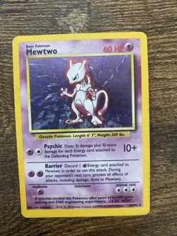 Mewtwo 10/102 Pokemon TCG 1999 Base Set Holo Unlimited Rare HP - Image 1