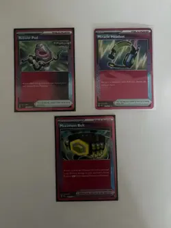 Pokemon 3 Trainer Item Cards Lot - Reboot Pod, Miracle Headset, Maximum Belt - Image 1