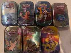 7 Pokemon TCG Empty Mini Tins - Crown Zenith, 151, & Celebrations Art Sets EMPTY - Image 1