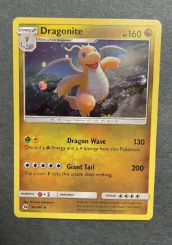 2017 Dragonite 96/149 Sun & Moon Cosmos Holo Rare Pokemon Card - Image 1