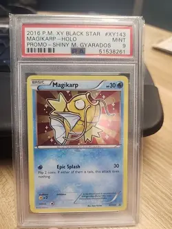 PSA 9 MINT Magikarp Pokemon 2016 Shiny Black Star Promo #XY143 - Image 1