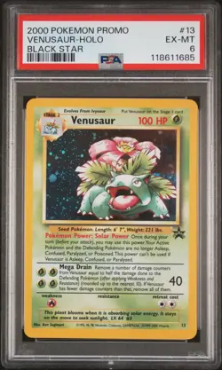 [PSA 6] Venusaur 2000 Pokemon 13/53 Wotc Black Star Promo Holo - Image 1