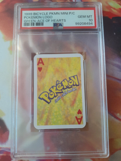 1999 Pokemon Logo Ace of Hearts Bicycle Mini Poker Playing Card PSA 10 Gem Mint - Image 1
