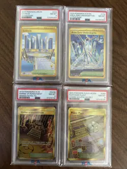 Lot Of 4 PSA 8 Pokemon Gold Hyper Rare Cards. Levincia, Power Plant, Area Zero. - Image 1
