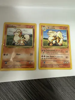 Pokemon TCG Base Set Growlithe 28/102 & Arcanine 23/102 Card Lot 1999 English - Image 1