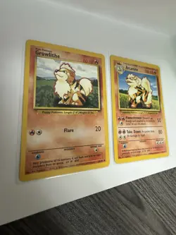 Pokemon TCG Base Set Growlithe 28/102 & Arcanine 23/102 Card Lot 1999 English - Image 2
