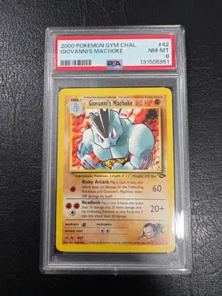 WOTC 2000 Vintage Pokemon Card Gym Challange Giovanni's Machoke Graded PSA 8 NM - Image 1
