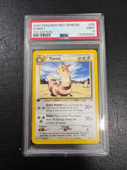 WOTC 2000 Vintage Pokemon Card Neo Genesis 1st Edition Furret PSA 9 MINT - Image 1