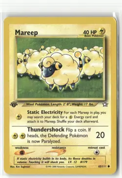 Pokemon 1st Edition Mareep Common Neo Genesis 065/111 - Image 1