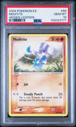 2004 Pokemon EX Hidden Legends #66 Meditite PSA 10 Card GEM MINT! Free Ship Pop5 - Image 1