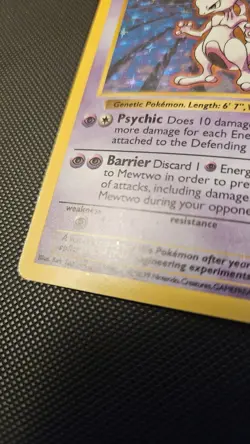 1999 Pokemon TCG Mewtwo Base Set Holo Shadowless Unlimited Rare Card 10/102 - Image 2