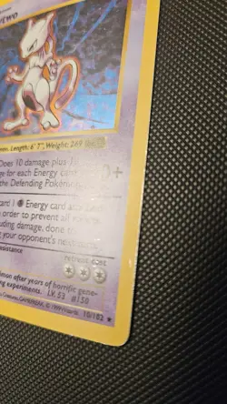 1999 Pokemon TCG Mewtwo Base Set Holo Shadowless Unlimited Rare Card 10/102 - Image 3