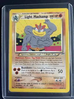 Pokemon Light Machamp 25/105 Neo Destiny Unlimited Rare Gamefreak 2000 NM - Image 1