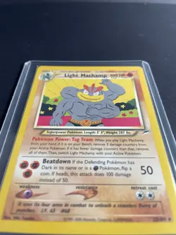 Pokemon Light Machamp 25/105 Neo Destiny Unlimited Rare Gamefreak 2000 NM - Image 2