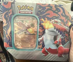 Pokemon TCG Gouging Fire EX 5 Booster Pack Tin 2024 FACTORY SEALED - Image 1