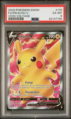 2020 POKEMON SWORD & SHIELD VIVID VOLTAGE #170 FULL ART/PIKACHU V PSA 6 - Image 1