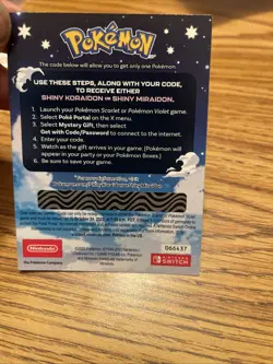 POKEMON SCARLET / VIOLET –SHINY MIRAIDON OR SHINY KORAIDON CODE CARD UNSCRATCHED - Image 2