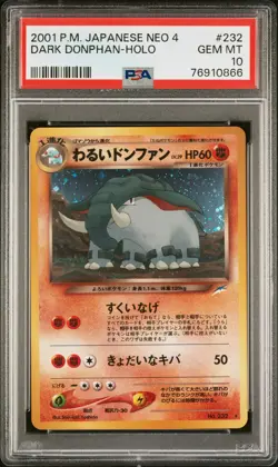 PSA 10 Dark Donphan Holo 232 Neo 4 Pokemon Japanese Card - Image 1