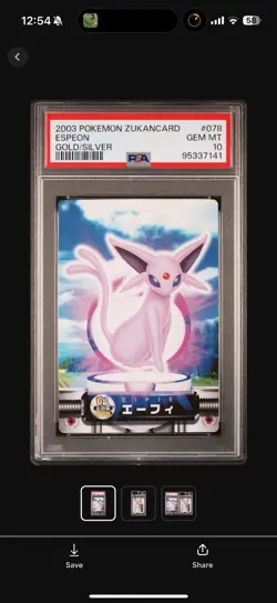 PSA 10 GEM MINT 2003 CARDDASS POKEMON ZUKANCARD GOLD SILVER #078 ESPEON - Image 1
