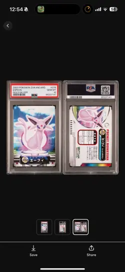 PSA 10 GEM MINT 2003 CARDDASS POKEMON ZUKANCARD GOLD SILVER #078 ESPEON - Image 3