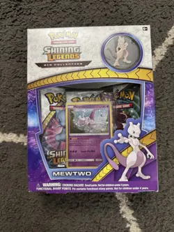( SHINING LEGENDS Pin Collection Box - MEWTWO ) Pokemon - Sealed - 3 Packs Foil - Image 1