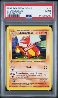 1999 POKEMON GAME 1ST ED #24 CHARMELEON PSA 9 - Image 1