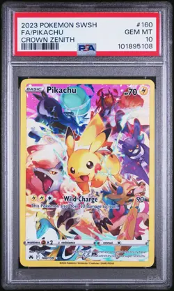 2023 POKEMON SWORD & SHIELD CROWN ZENITH #160 FULL ART/PIKACHU PSA 10 - Image 2