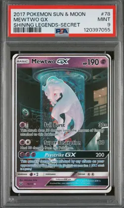 Mewtwo GX 78/73 Secret Pokemon Sun & Moon Shining Legends #78 MewTube MINT PSA 9 - Image 1