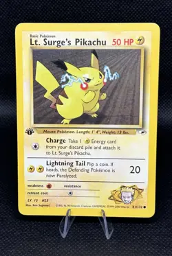 Pokemon Lt. Surge's Pikachu 1st Edition 81/132 Gym Heroes WOTC 2000 [NM-LP] - Image 1