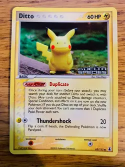 NM! Ditto (63/113) EX Delta Species Stamped Reverse Holo Rare Pokemon Card! - Image 1