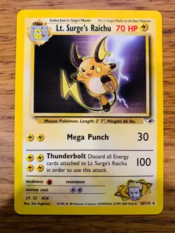 Lt. Surge's Raichu (28/132) Rare Gym Heroes Set Pokemon Card! FREE P&P! - Image 2