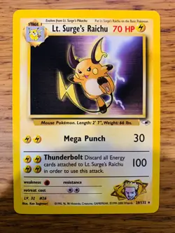 Lt. Surge's Raichu (28/132) Rare Gym Heroes Set Pokemon Card! FREE P&P! - Image 4