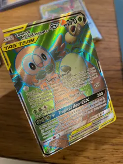 Rowlet & Alolan Exeggutor GX 214/236 Unified Minds TagTeam Full Art Pokemon Card - Image 3