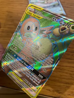 Rowlet & Alolan Exeggutor GX 214/236 Unified Minds TagTeam Full Art Pokemon Card - Image 4