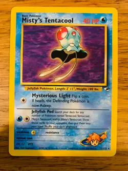 Misty's Tentacool (32/132) Rare Gym Heroes Set Pokemon Card! FREE P&P! - Image 2